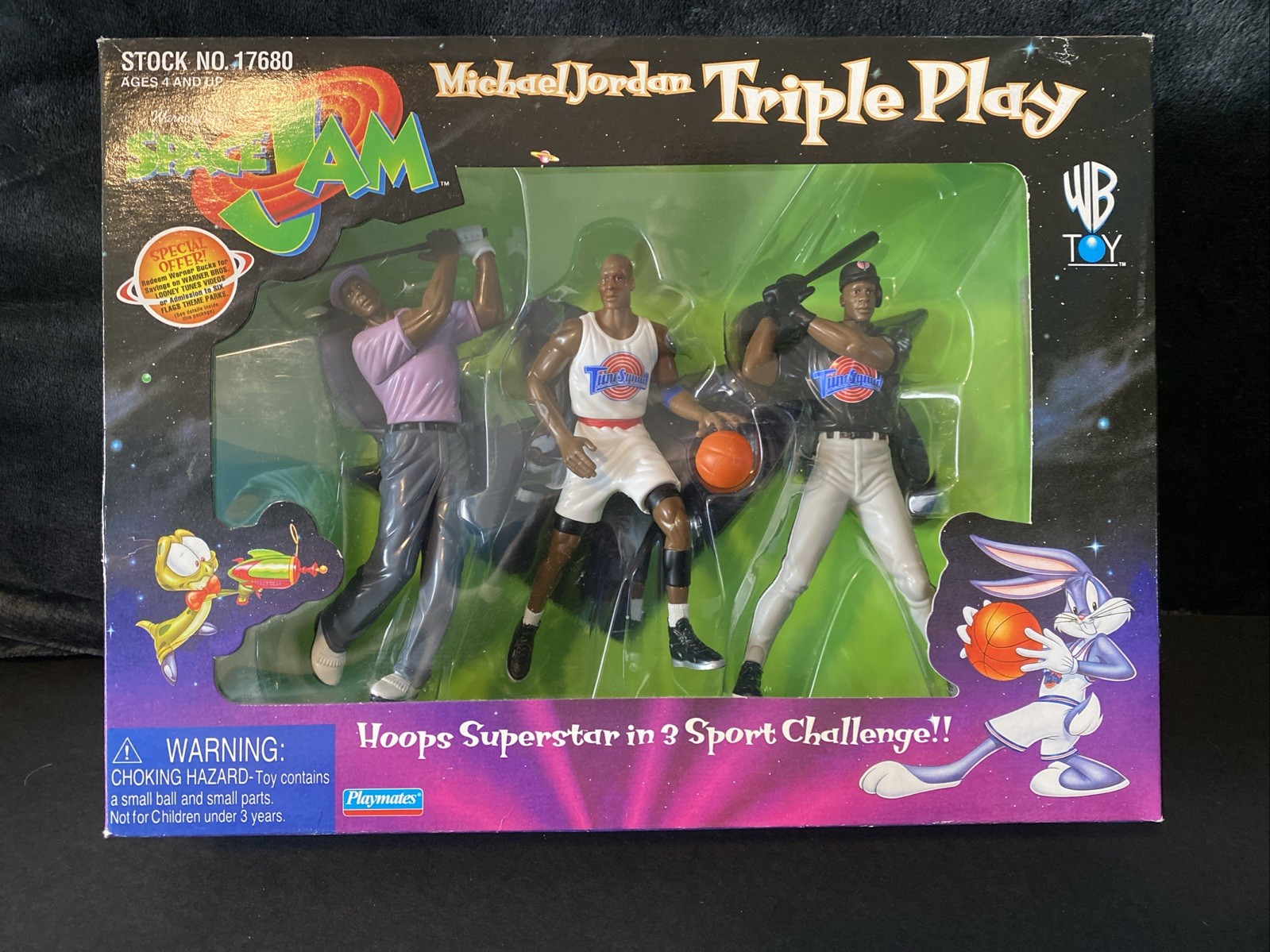 1996 Space Jam Michael Jordan Looney Tunes Triple Play Action Figure Sealed