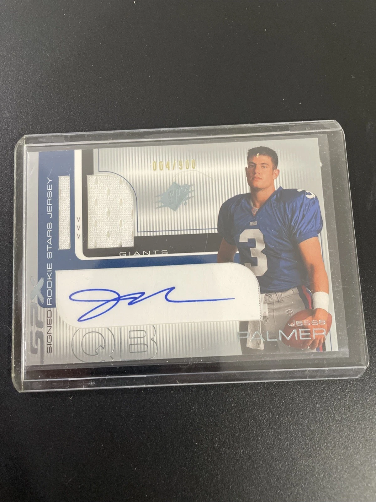 2001 SPx Rookie Stars Jesse Palmer Auto Patch /900 Giants #117 A6