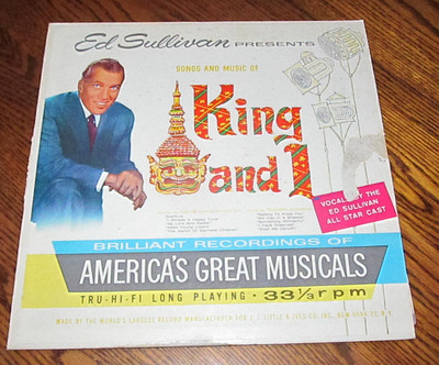 12'' 33 Rpm Record Album Vinyl Ed Sullivan Songs Music of ''King and I'' LP Reissue