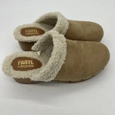 FARYL by FarylRobin Tan Faux Sheepskin Studded Mule Clogs Women’s Size 10