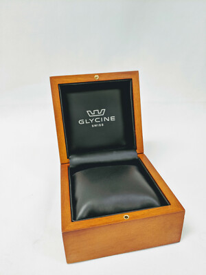 Glycine Watch Box Small, Wood, New,  4.5'' x 4.5'' x 3.5''  Inches