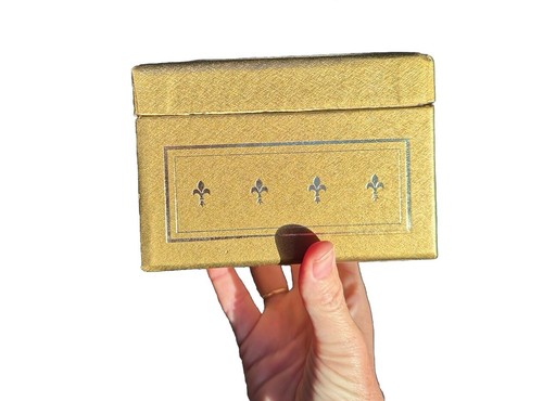 Vintage Address Box W/ Lid Paper Material Unbranded Gold - Picture 8 of 8