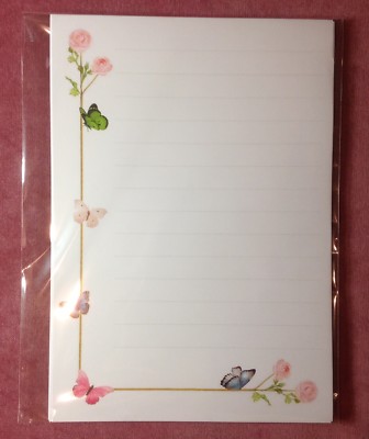 Wildrosa Rosen & Schmetterlinge gefüttert Papier & Umschläge Schreibwaren Schreibset 8+5