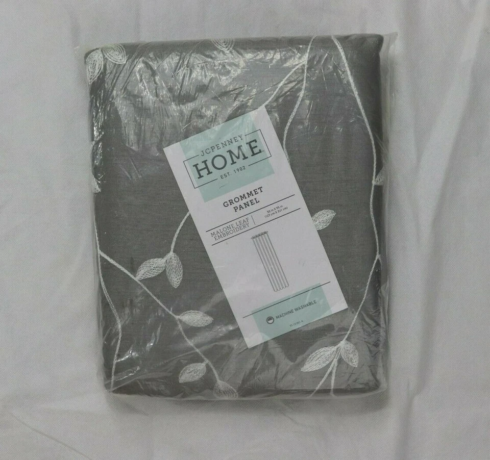 Panel Cortina JCP Malone Gris Gris Blanco Bordado Ojal Apagón 50 x 95 Foto 3 de 4