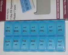 MEDICINE PILL BOX ORGANIZER DRUG DISPENSER BLUE 2 STRIP OF 7 /SEE MY OTHER ITEMS