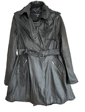 Muubaa Womens Leather Trench Coat / Biker Jacket (4 In 1 Jacket) Uk10