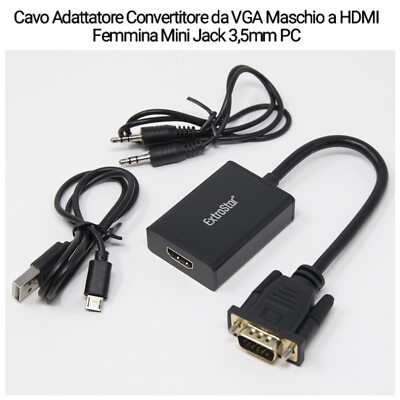 Adattatore Hdmi Tipo A Maschio A Vga Femmina Con Presa Audio
