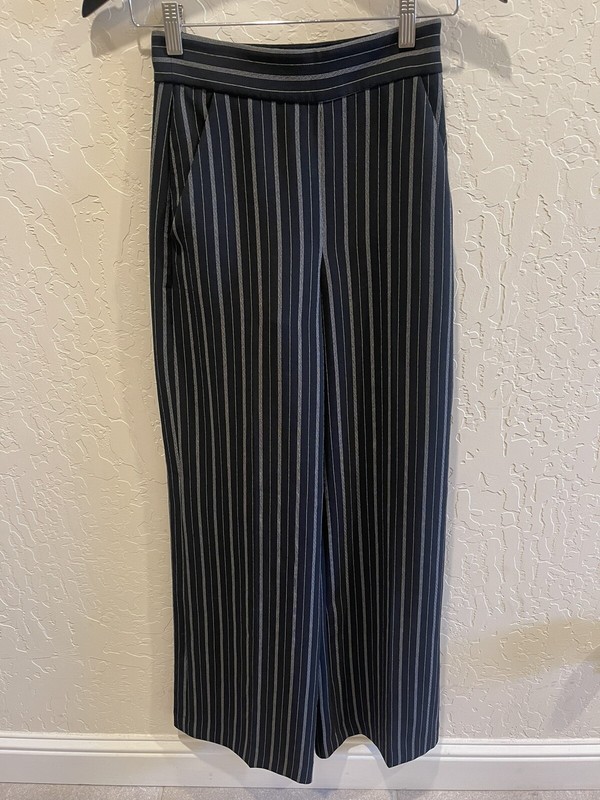 Wilfred Aritzia Clarisse Wide Leg High Rise Pants Striped Black Size 0 (24”)EUC