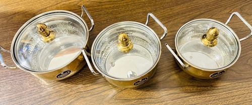 SET OF 6 DESIGNER SERVING POTS BRAND NEW BRASS BRAND NEW - Picture 7 of 9