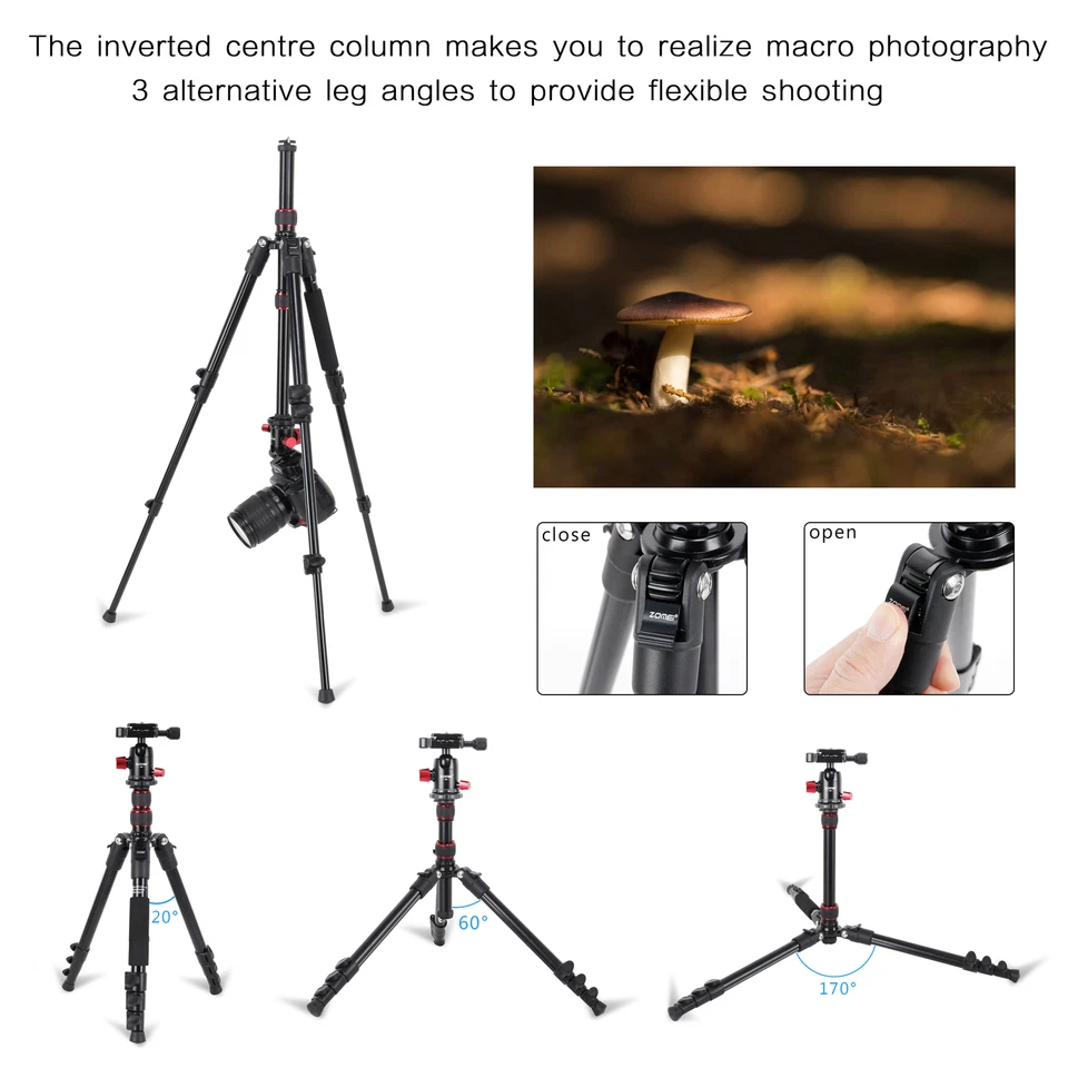 Soporte de trípode para cámara Zomei monopie de viaje cabeza esférica para cámara Canon Nikon DSLR Foto 3 de 4