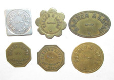 Lot of 6 different Very Old Harder & Lopau Reedsburg, WI Trade Tokens Wisconsin