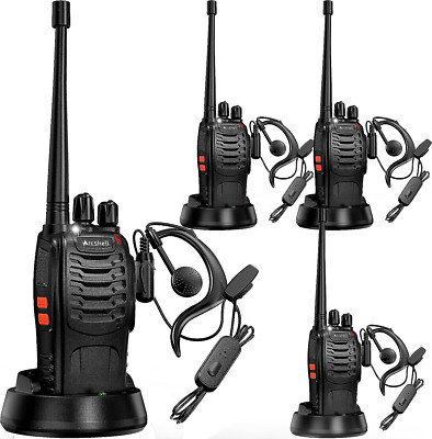 Radios bidireccionales de largo alcance con auricular, paquete de 4 Arcshell