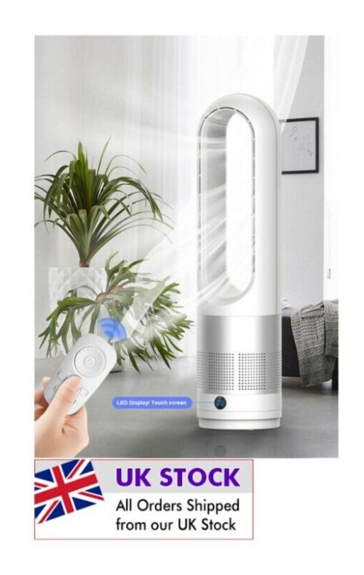 10% off till Sun 3rd- Bladeless Tower Fan Heater Oscillating Hot u0026amp; Cold  Timer RC | eBay
