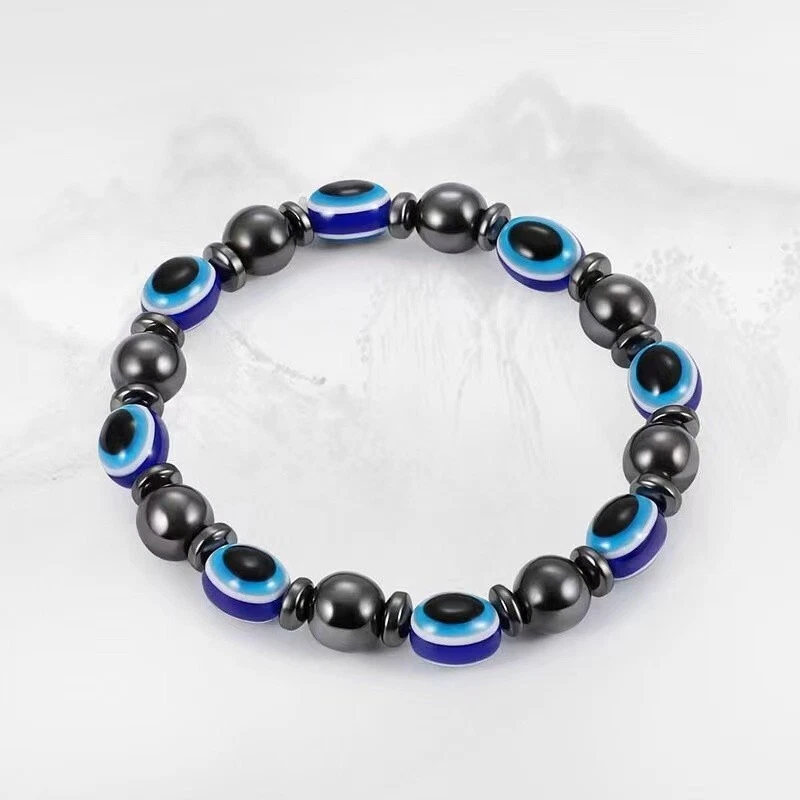 Moda Unisex Hematita Pulsera Magnética Mal de Ojo Suerte Proteger Hombres Mujeres 1680 Foto 2 de 3