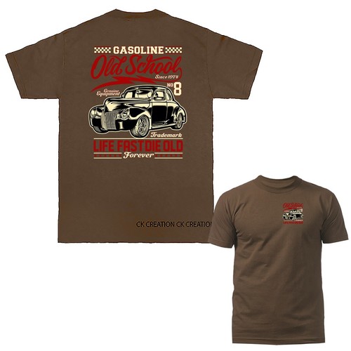 Benzin Old School Hot Rod Oldtimer Vintage Auto Automobil Grafik T-Shirt - Bild 5 von 17