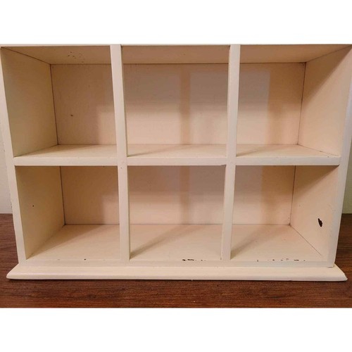 19th Century Antique White Handmade Wooden Rectangle Cube Shelf - Picture 7 of 11