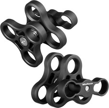 2PCS 1'' Aluminum Triple Holes Ball Clamp Mount for Underwater Diving Light Arms