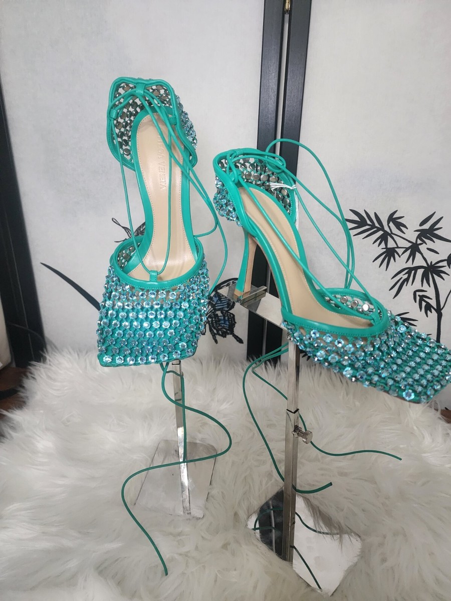 【関税&送料込】Bottega Veneta Crystal-Embellished Mesh And bottega Veneta Green MESH NAPPA CRYSTAL EMBELLISHED SPARKLE