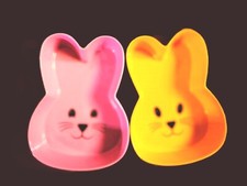 NWT Bunny-Shaped, Easter, Snack Bowl - Pink or Yellow Melamine - 6.25"W x 1.50"T