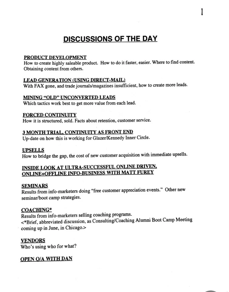 Dan Kennedy INFO-MARKETING "UPDATE" TRAINING SEMINAR Work Book + MP3 Audio CD - Image 2 of 4