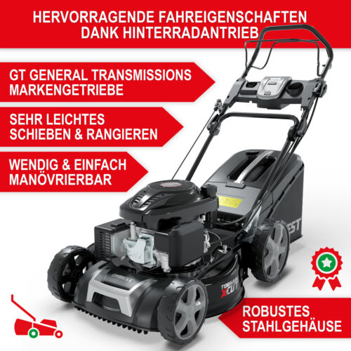 ONBEST Rasenmäher Benzin mit Antrieb 51cm Schnittbreite 6,5 PS Doppelmesser XCut - Bild 8 von 12