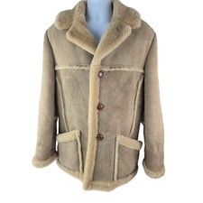 Sawyer Of Napa Men's Suede Sheepskin Shearling Marlboro Coat 40 M Vintage USA