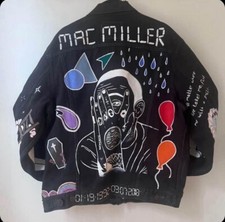 Custom 1of1 Painted Mac Miller Vintage Levi Jacket Size Medium Mens