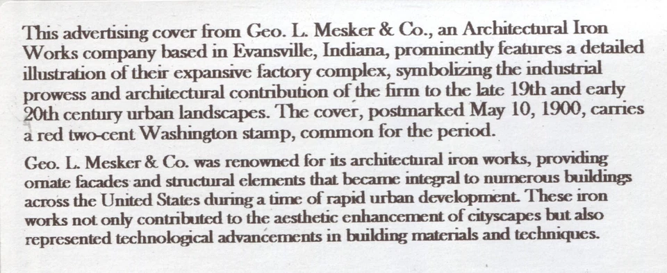 Evansville IN Publicidad Cubierta Geo. Hierro arquitectónico L. Mesker & Co 1900 Foto 4 de 4