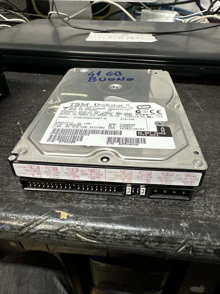 IBM Deskstar ic35l040aver07-0 41GB HDD 7,2K RPM 3,5"IDE/ATA 2MB 07N6654 - Immagine 2 di 3