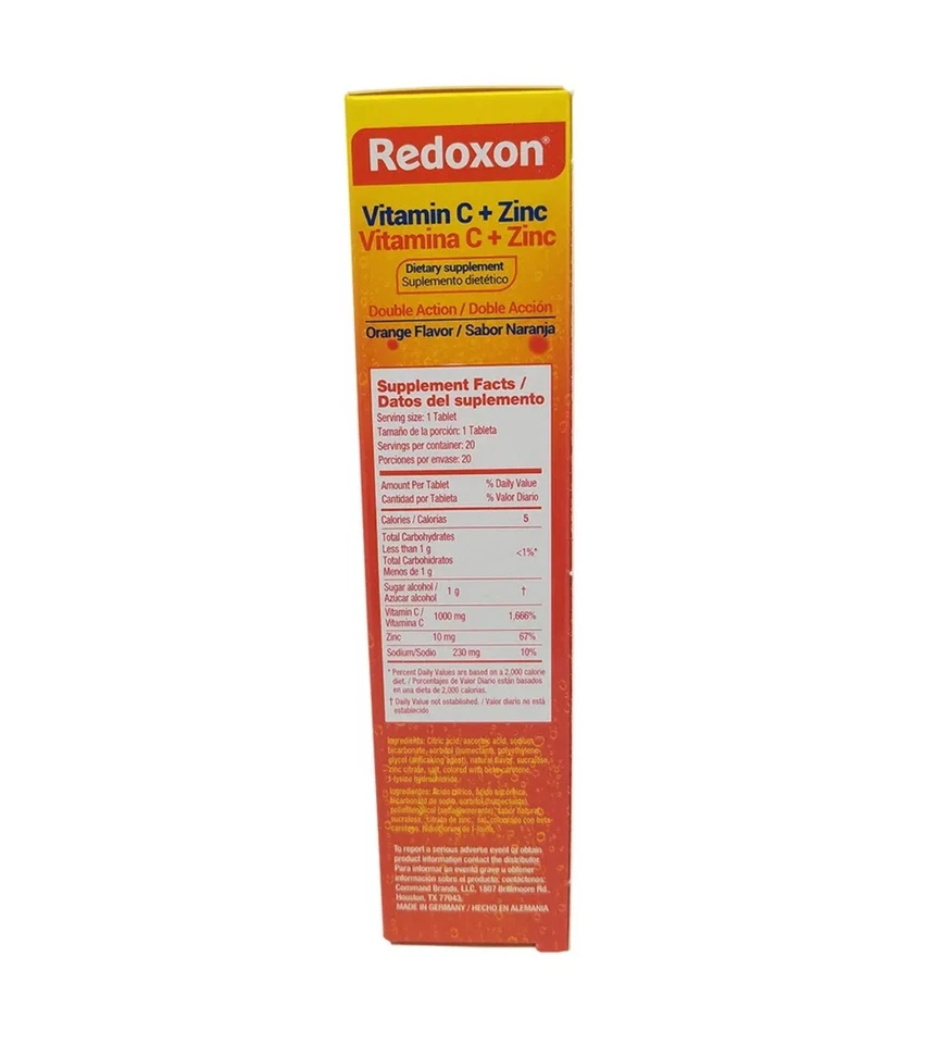 Pack de 6 Vitamina C Redoxon con Zinc Apoyo Inmune Naranja 20 X 6 Tabs Exp 2026 Foto 4 de 4