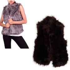 Ci Sono Deep Plum Burgundy Sleeveless Faux Fur Vest M