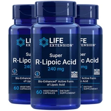 Super R-Lipoic Acid 240mg Bio-Enhanced Act. Lipoic Acid 3X60 Caps Life Extension