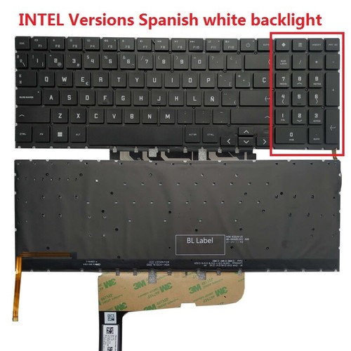Laptop HP Omen 16-wf 16-wd 16-wd0063dx TPN-C167 TPN-C168 Spanish/Latin Keyboard - Picture 13 of 15