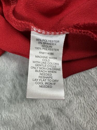 89th & Madison Damen rotes Top Größe 2X Pailletten transparente Ärmel Party Bluse - Bild 9 von 11