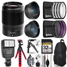 Nikon NIKKOR Z 35mm f/1.8 S Lens3 Lenses Flash Tripod -32GB Kit