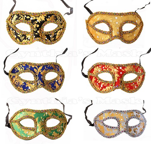 Venetian Masquerade Mask w/Rainbow Trim for Party Prom Mardi Gras Costume  - Afbeelding 1 van 1