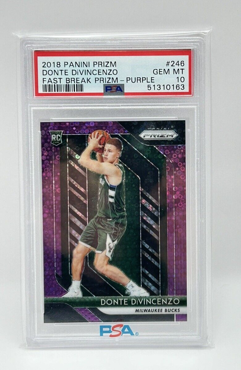 2018-19 Panini Prizm Donte Divincenzo #246 Purple Fast Break Prizm /75 PSA 10 RC