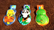 Old Vintage Original Set Of 3 Tin Animal Clicker Noise Makers 2 1/4" Long 1960s