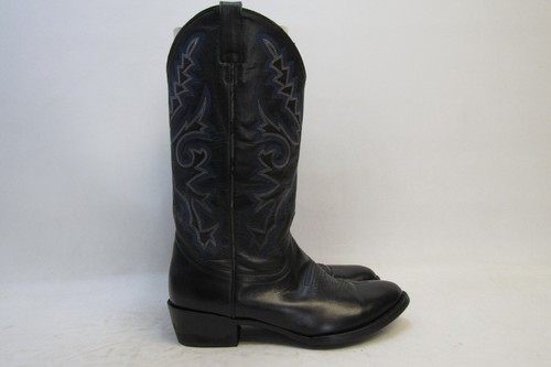 Ferrini Mens Size 10 D Blue Black Leather Cowboy Western Boots - Picture 3 of 11