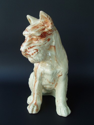 Alabama Clay Pottery Schnauzer Dog Figurine Sculpture Signed Francine Vintage