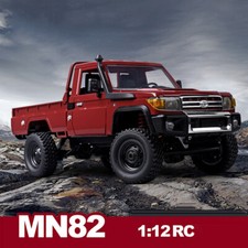 Camioneta pickup corta color rojo MN-82 1:12 escala completa 4x4 coche de radiocontrol juguete de control remoto