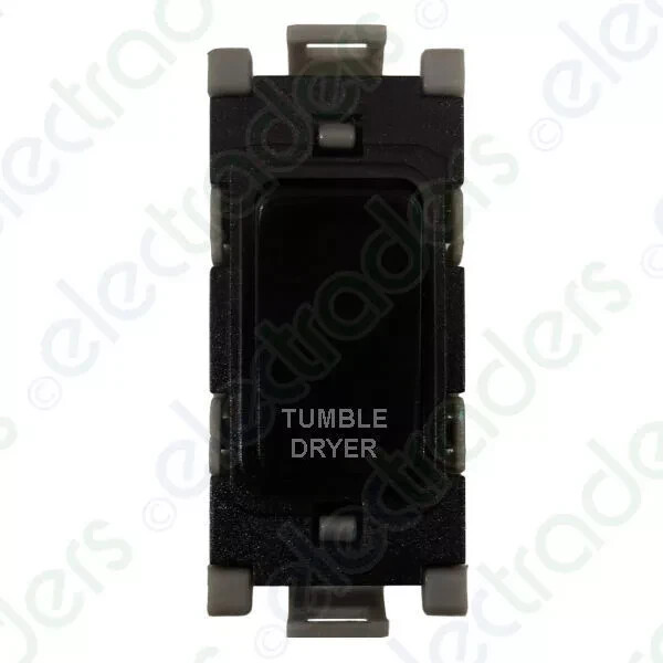Deta G3555BK Grid Switch 20 Amp Double Pole maked 'Tumble Dryer' (Black)