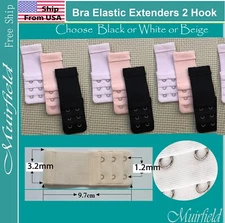 Bra Extra Elastic Extenders 2 Hook Extension Black White Beige US SELLER