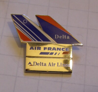 AIR FRANCE DELTA AIR LINE AIRLINES TAILS ALLIANCE Vintage Pin
