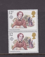 GB SG 1125EA MNH MINT STAMP PAIR 1980 Authoresses BRONTE ERROR MISSING P