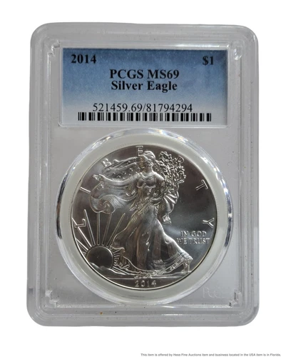 PCGS MS 69 2014 American Silver Eagle Fine Silver U.S. Coin
