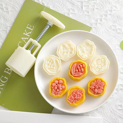 #ad Mooncake Mold with 6 StampsMid Autumn Festival Hand Pressure Flower Moon Cake M $18.99