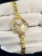(9K/9ct Gold) Vintage Rolex Lady Art Deco Cocktail Watch 20mm Antique Bracelet