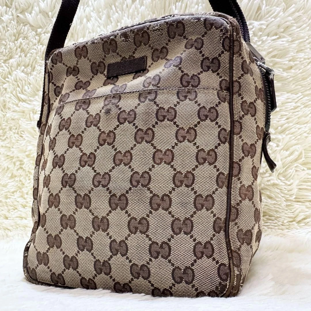 GUCCI épaule ancienne toile Gg marron