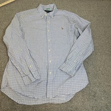 Ralph Lauren Shirt Mens XL Blue White Check Classic Fit Button Down Long Sleeve